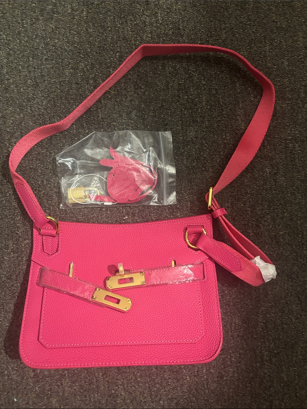 Fashion shoulder Crossbody Bag Hot Pink Gold Hardware w/ lock&charm